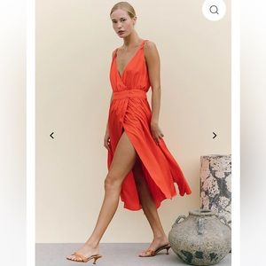 Ciao Lucia dress, Hydra eco satin orange dress, S
